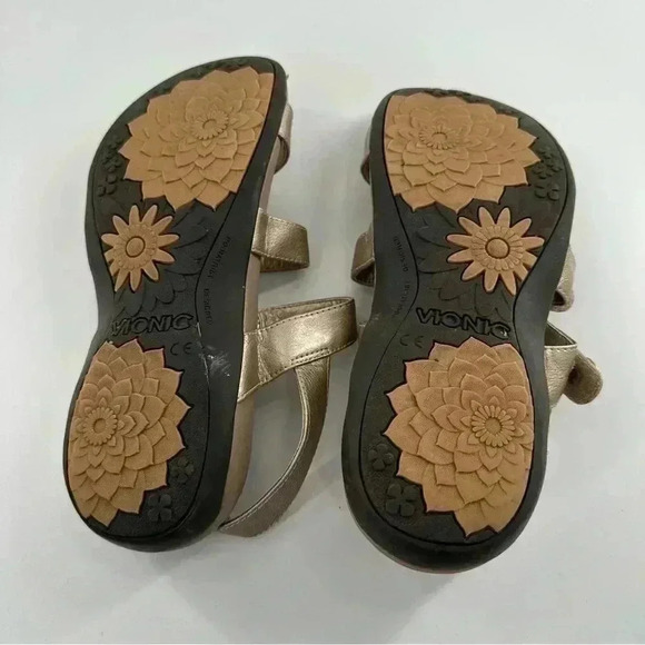 Vionic womens Cathy sandals size 7 38 bronze leather walking comfort orthopedic - Picture 9 of 12